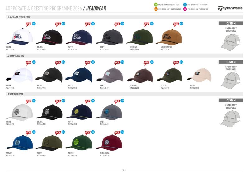 TaylorMade Horizon Rope Caps