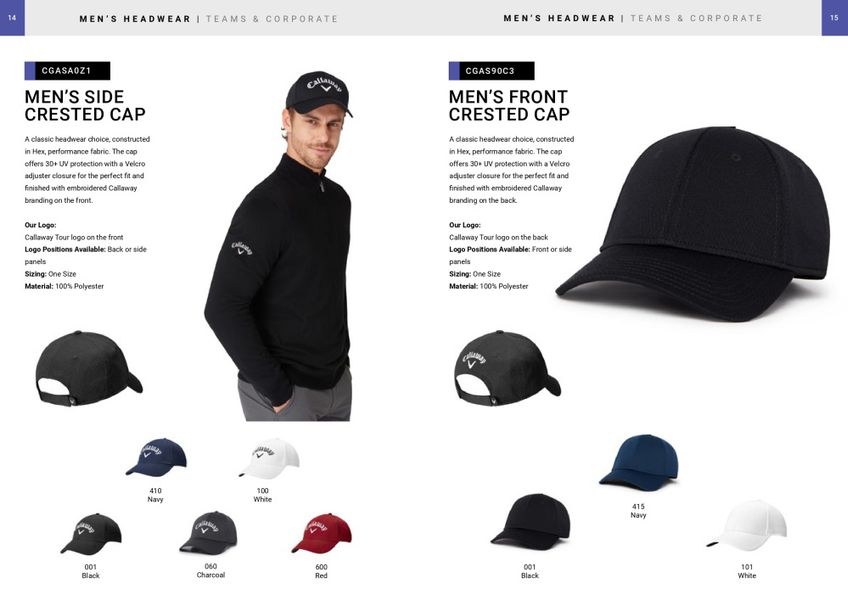 Callaway Front Crested Caps